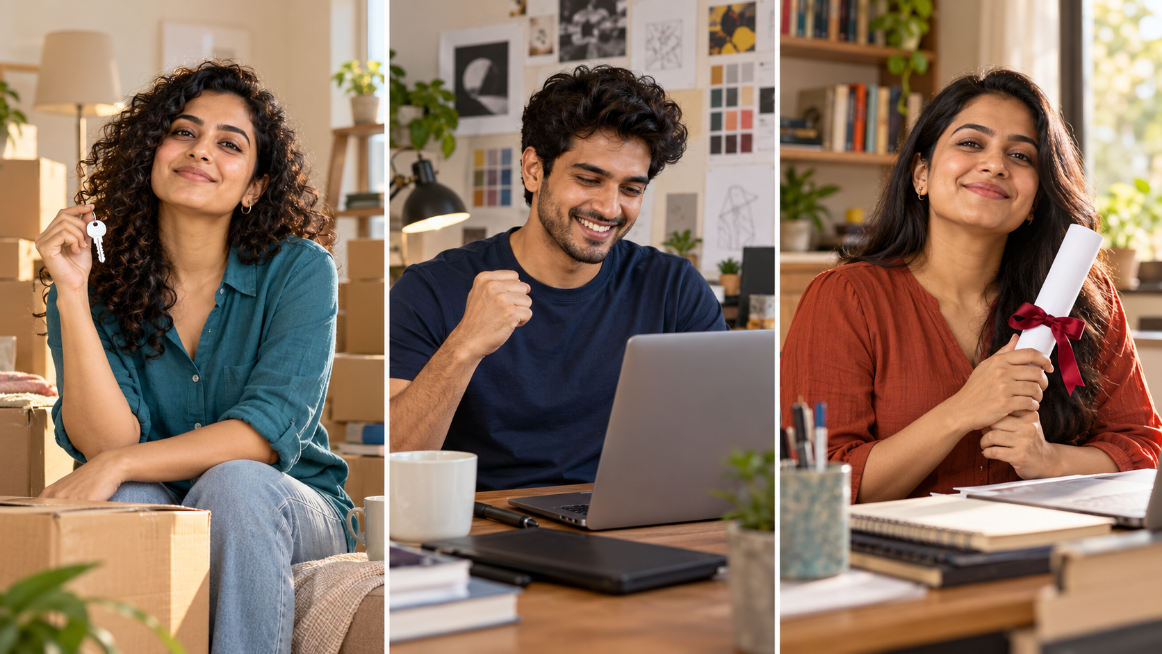 Anya, Rohan and Meera — three example award recipients